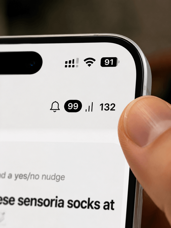Tapnudge credit count in the top right of the app